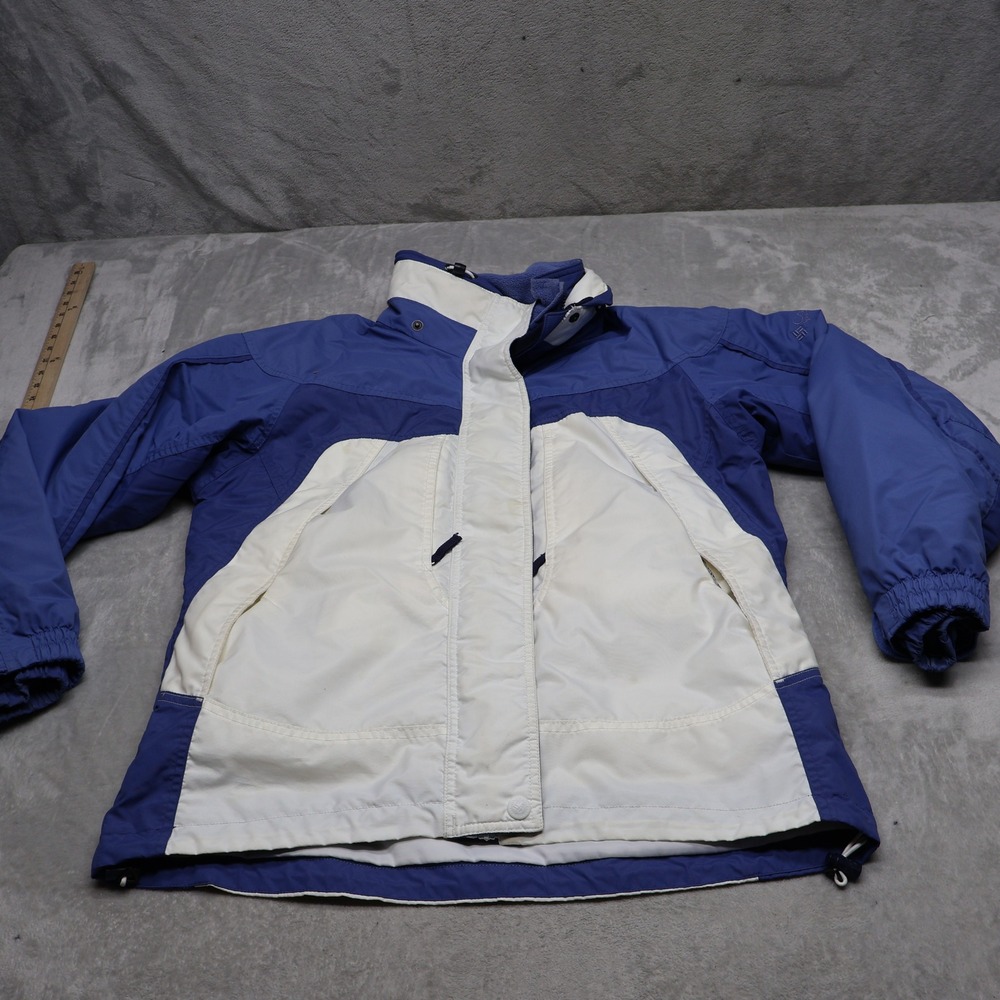 Columbia Jacket Women Medium Blue Removable Fleece Liner Hiking Outdoor 3in1 VTG